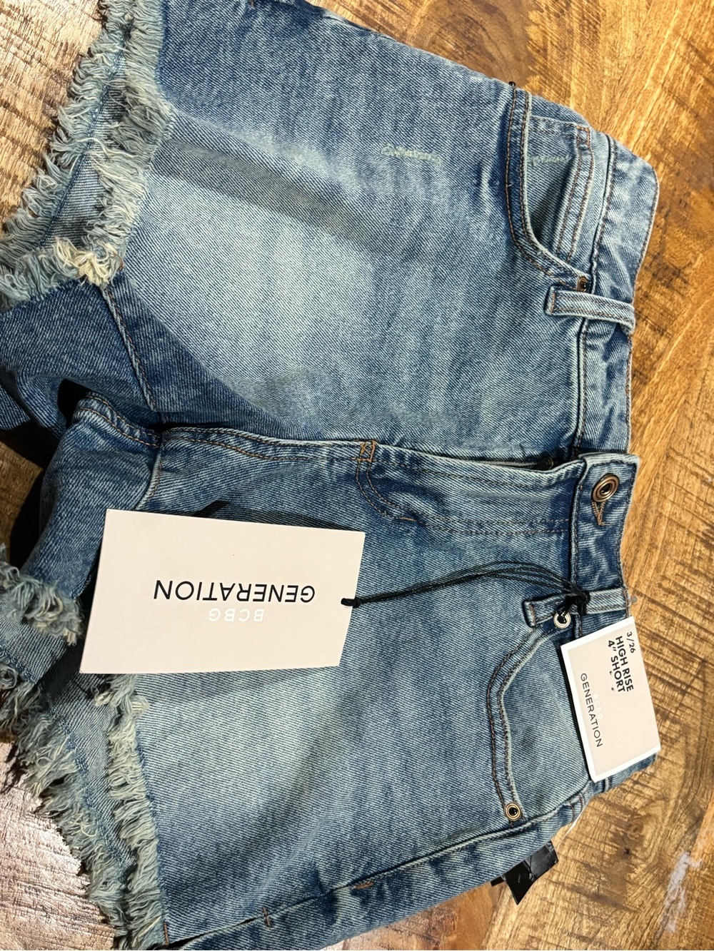 BCBGeneration Light Blue Frayed Denim Shorts - Women's